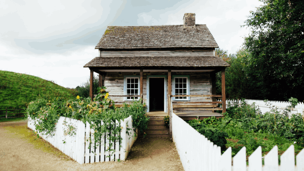 Log house for sale with garden