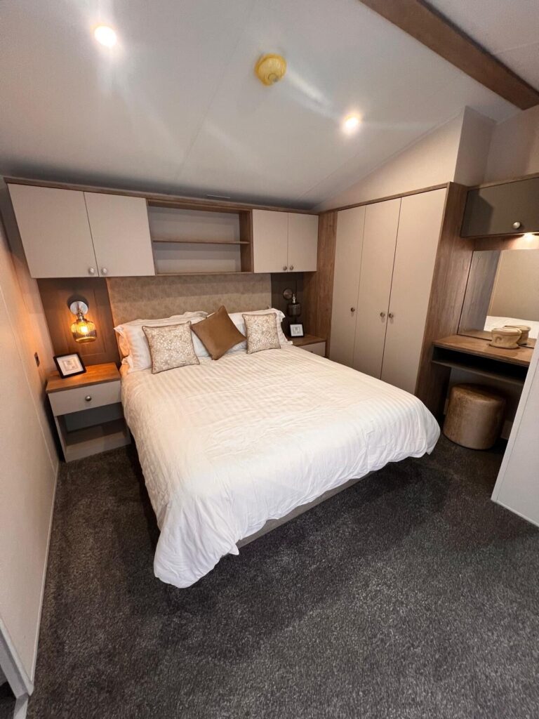Static caravan holiday home holiday home for sale at a UK holiday park – interior view
