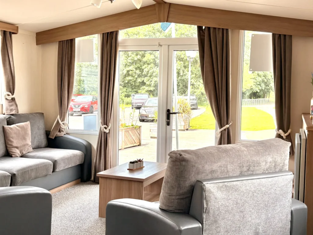 2015 Swift holiday home for sale at a UK holiday park – exterior view