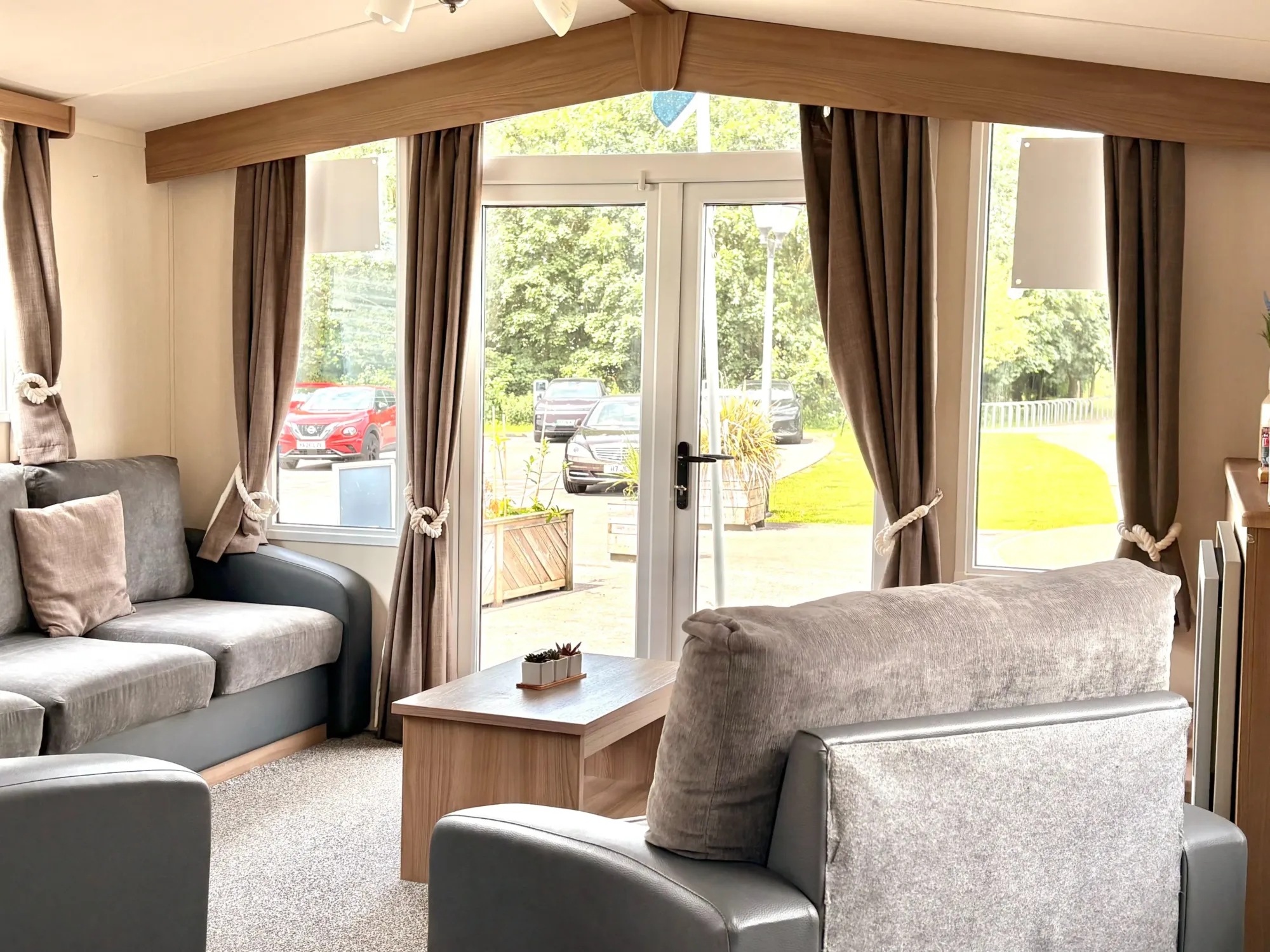 2015 Swift holiday home for sale at a UK holiday park – exterior view