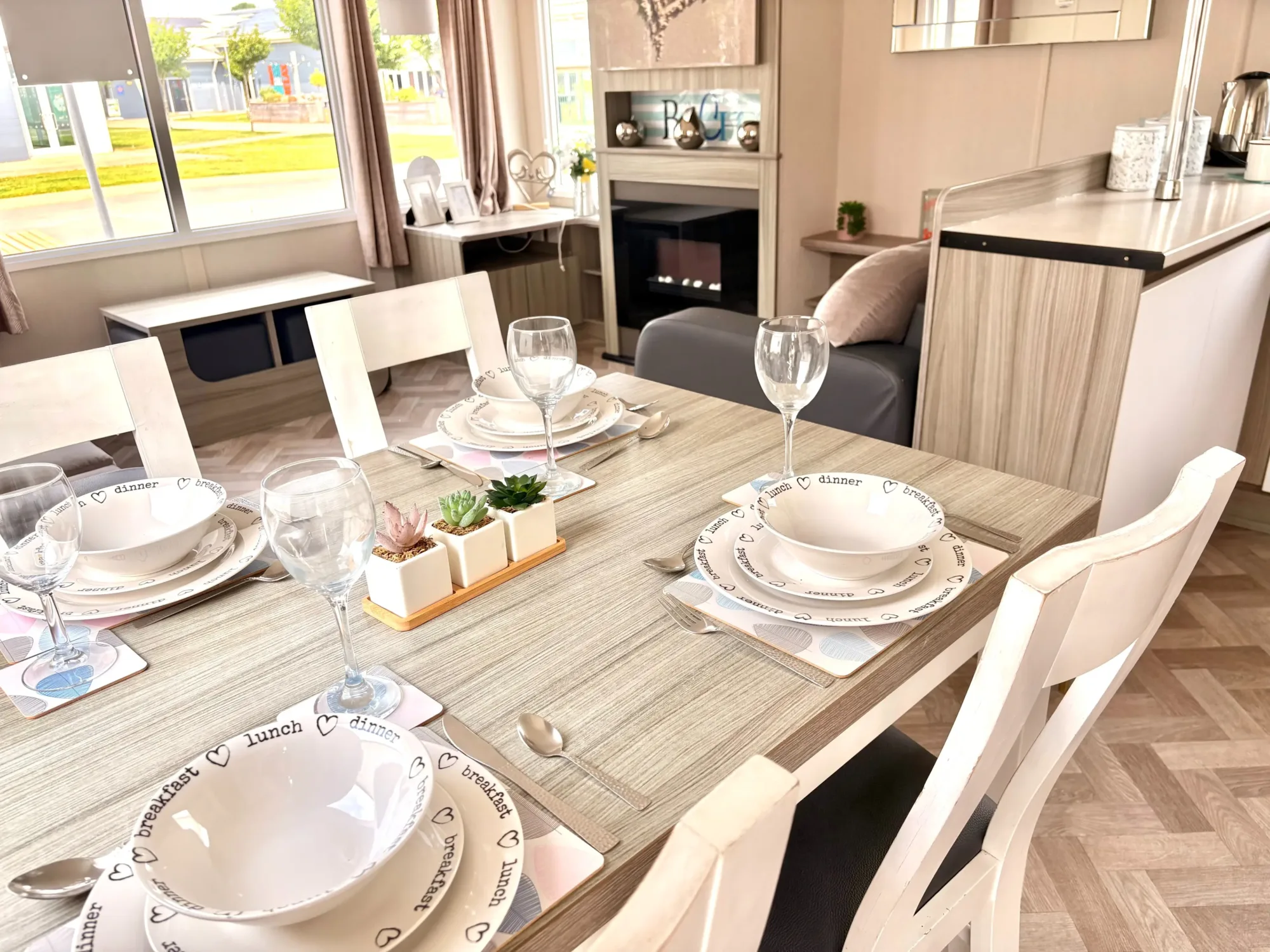 2015 Swift Bordeaux holiday home for sale at a UK holiday park – exterior view