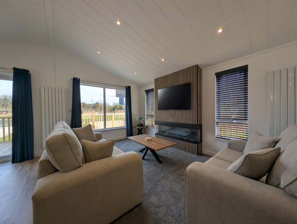 Lakeland Lodge Lvy open plan lounge interior – static caravan for sale on Parklink