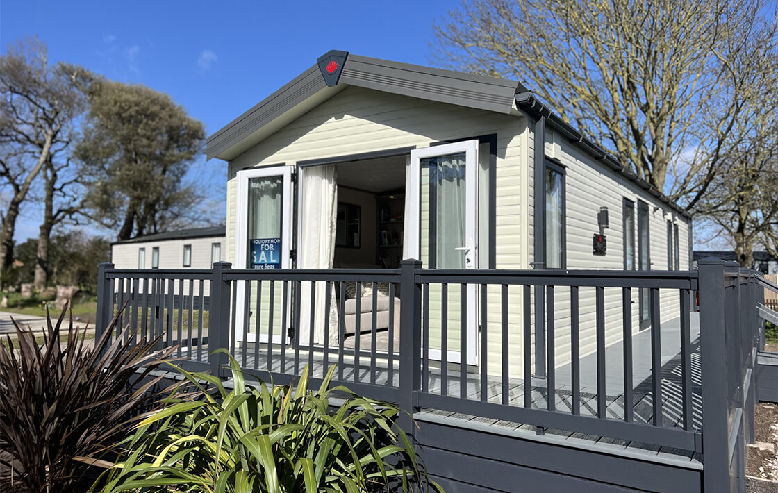 Static caravan holiday home holiday home for sale at a UK holiday park – exterior view – ref CAR0027623