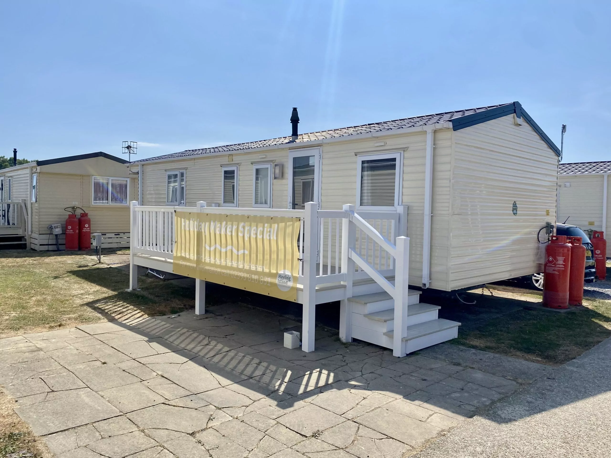 Static caravan holiday home holiday home for sale at a UK holiday park – exterior view – ref CAR0023802